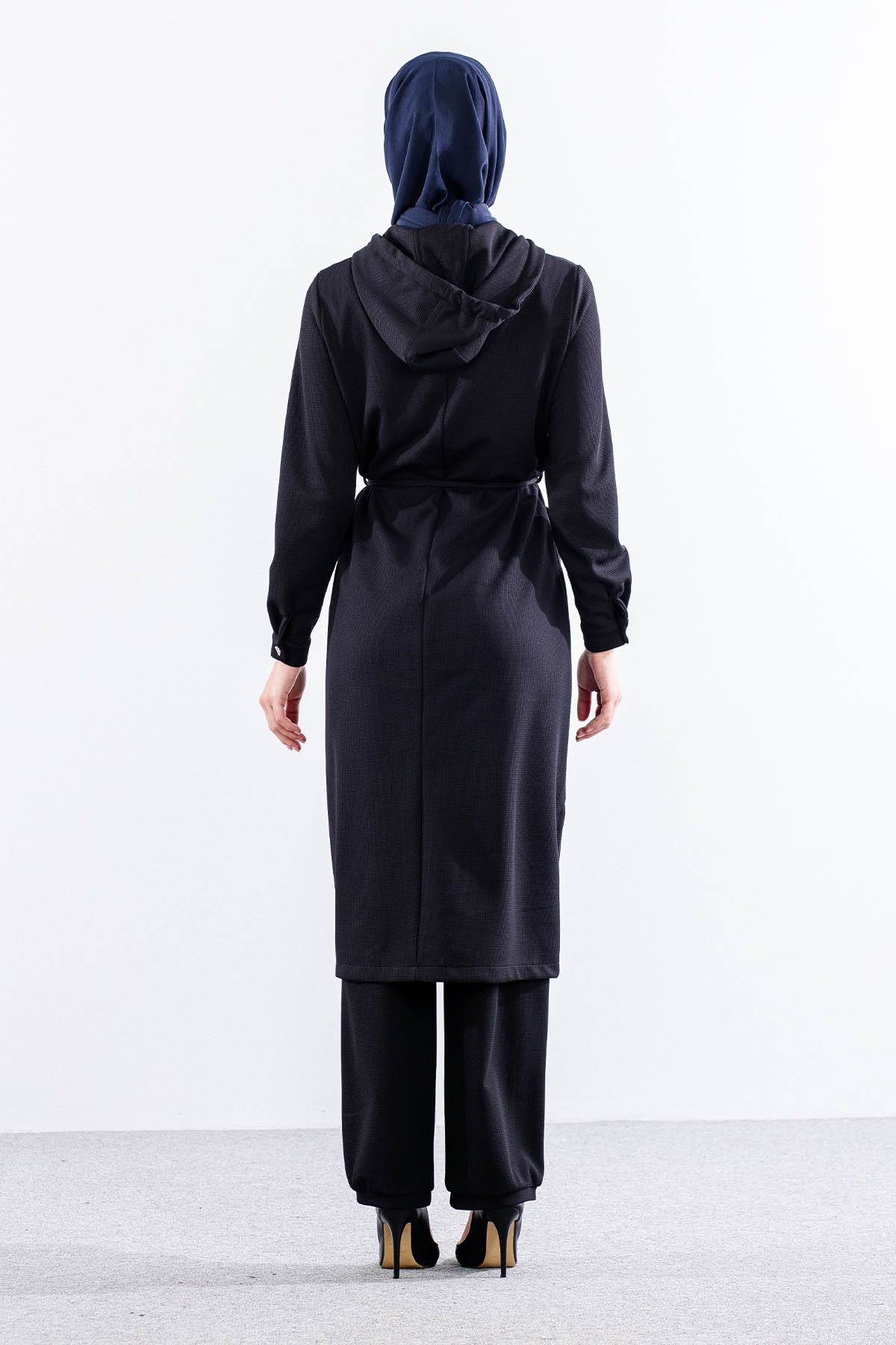 F-1598 Takim 38-48 Kapsonlu Fermuarli - Siyah - 4