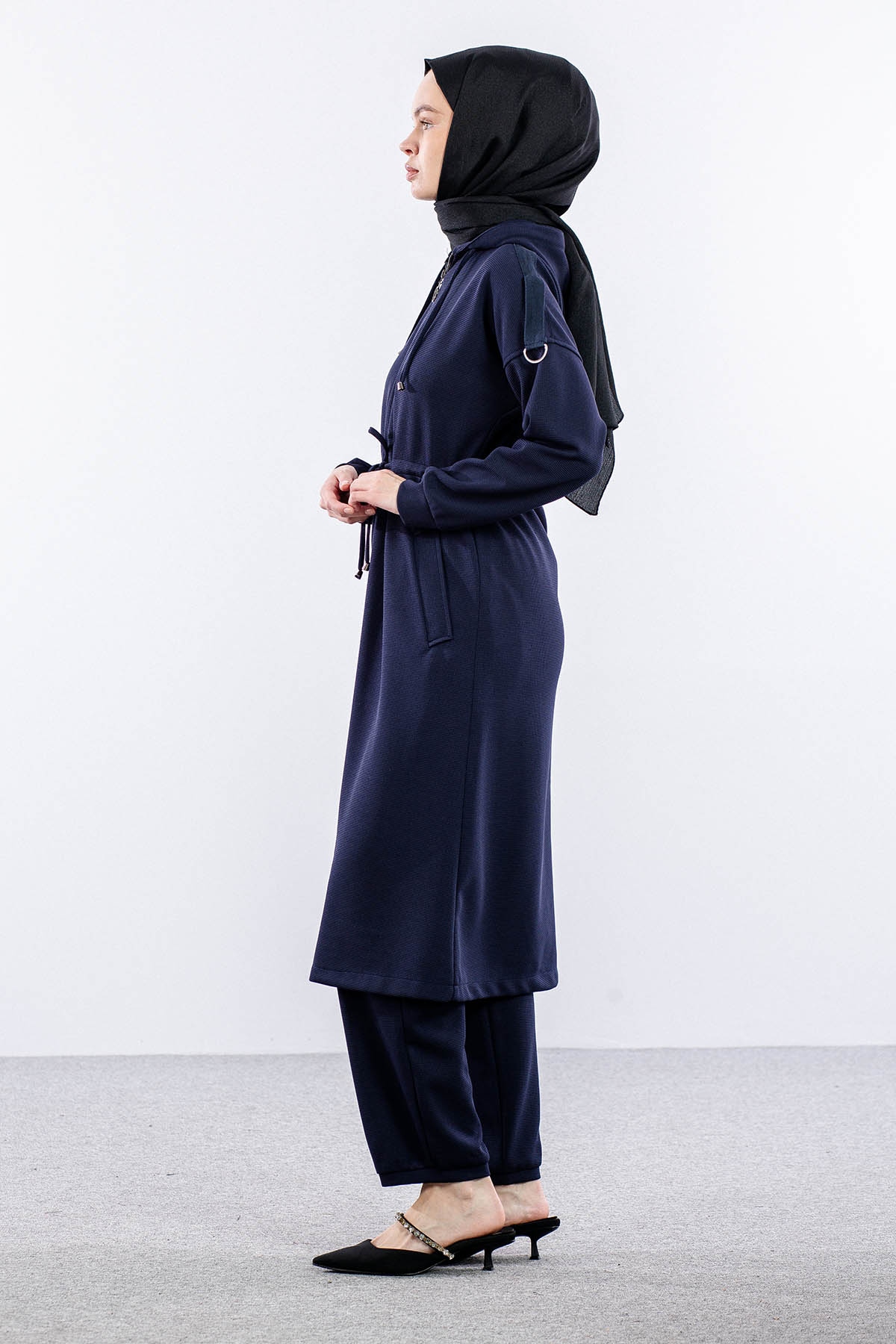 F-1599 Takim 38-48 Fermuarli Spor - Lacivert - 4