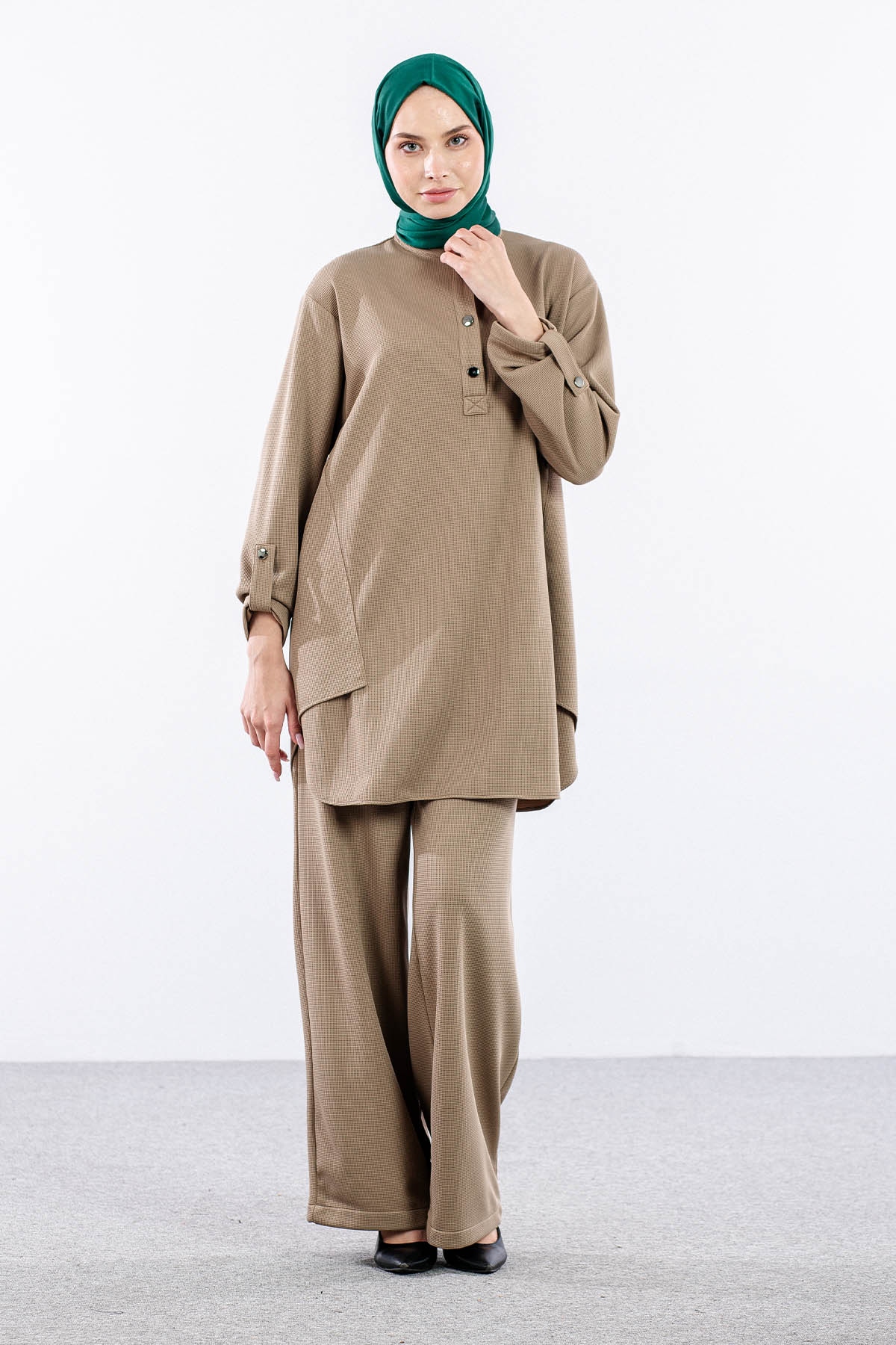 F-1605 Tunikli Takim 1-2-3 - Bej - 1