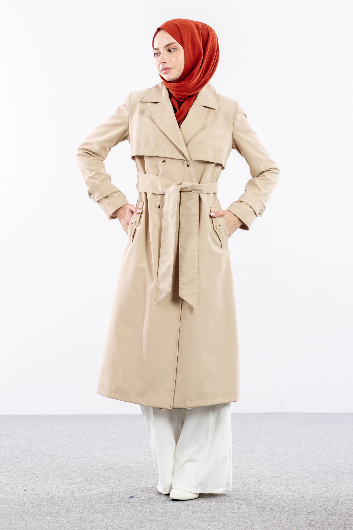 F1471 Trenç Kap 38-48 Aller Detay - Bej - 3