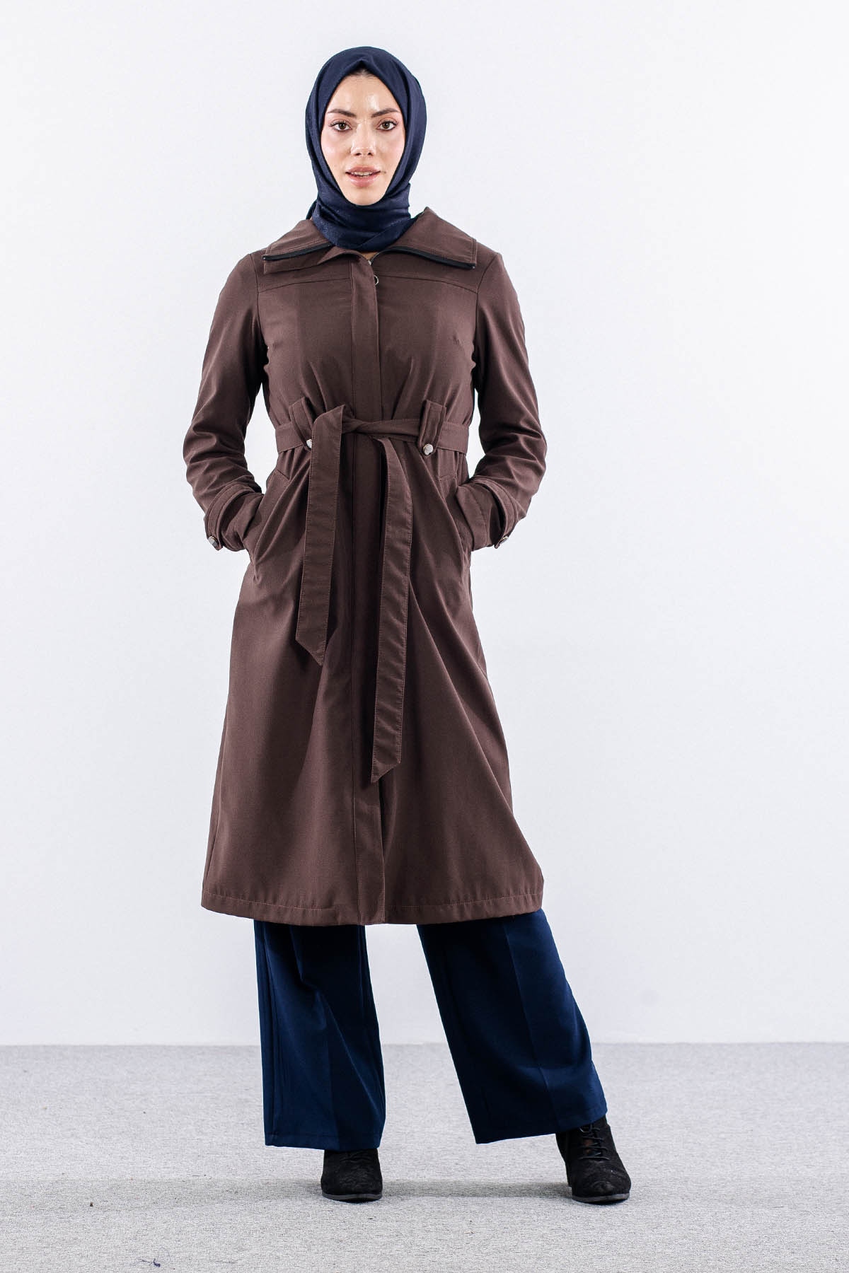 F1579 Parka Kaban 38-48 - Kahve - 1