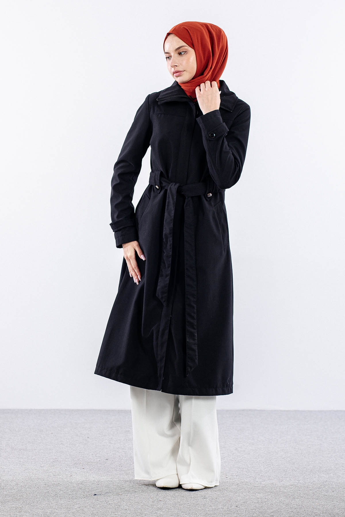 F1579 Parka Kaban 38-48 - Siyah - 1