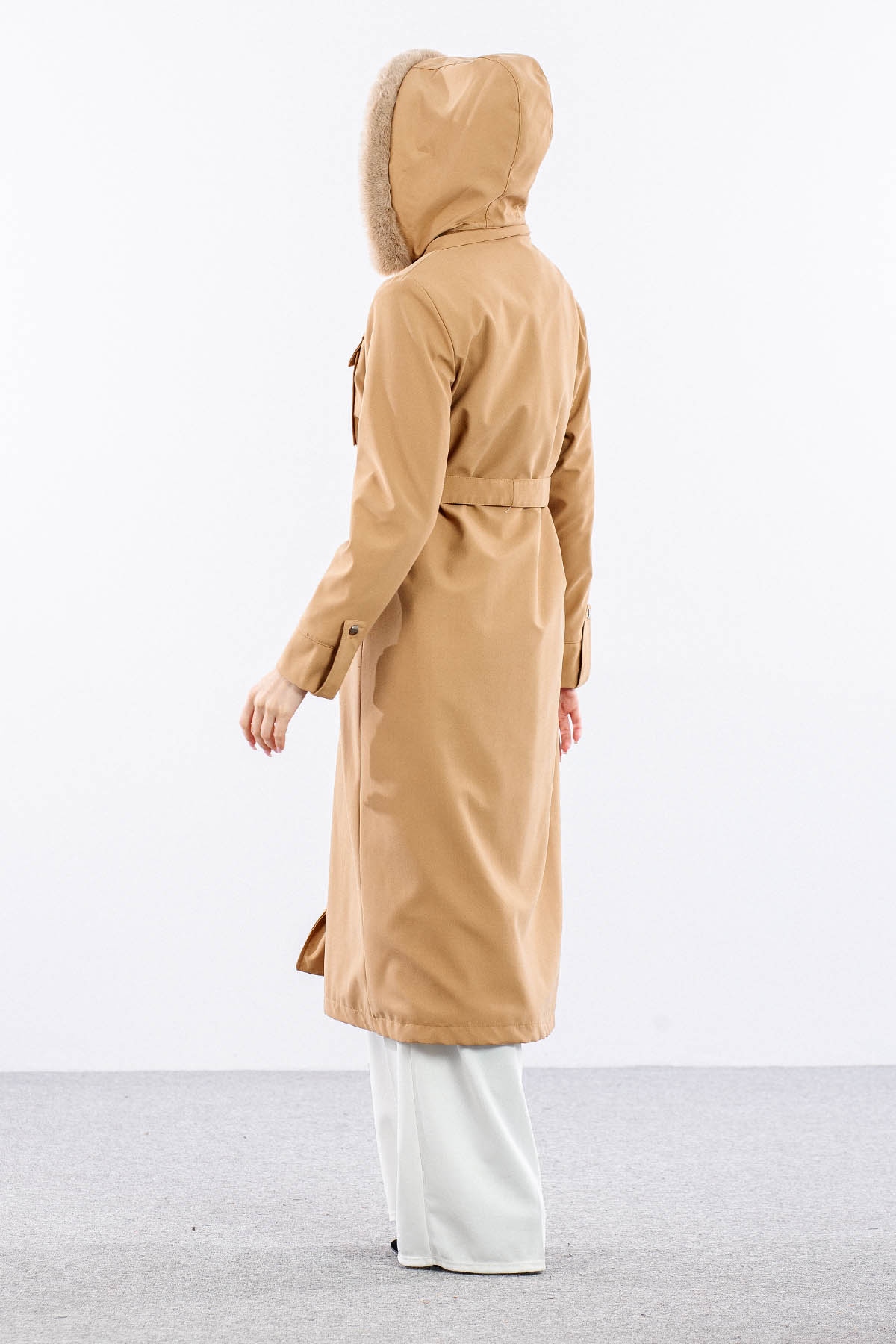 F1580 Parka 38-48 Kurklu Kapson - Camel - 4