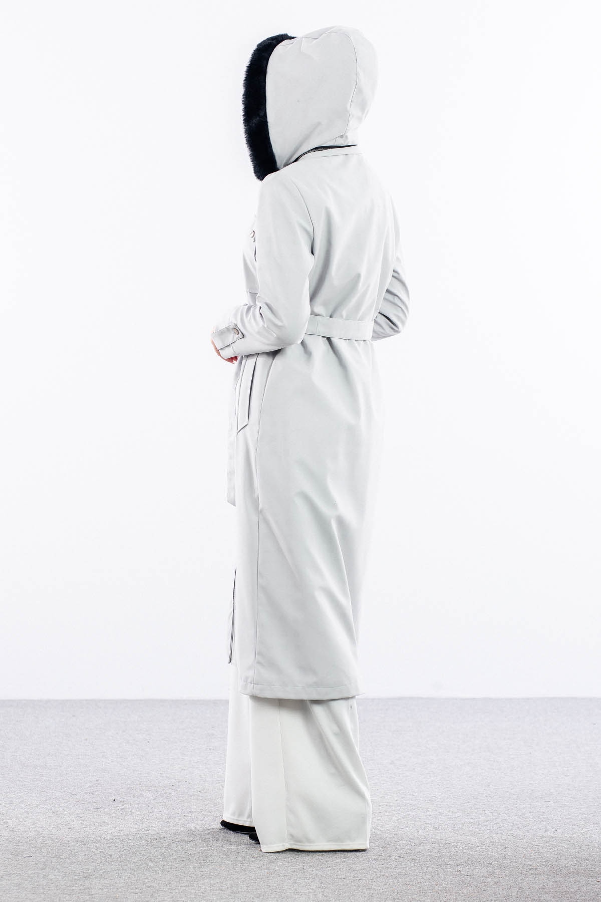 F1580 Parka 38-48 Kurklu Kapson - Gri - 4