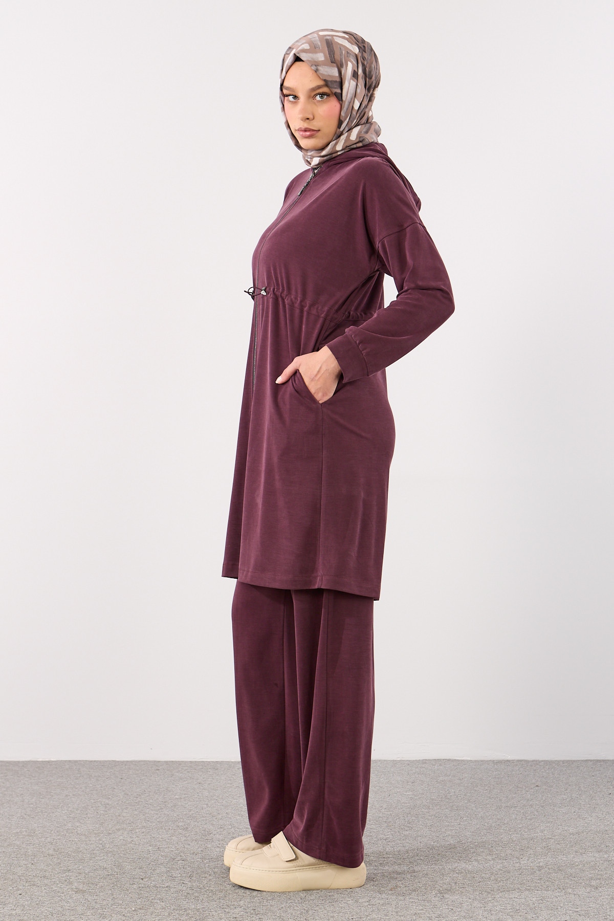 H-1680 Takim 40-50 Kapsonlu Beli Lastikli - Bordo - 1