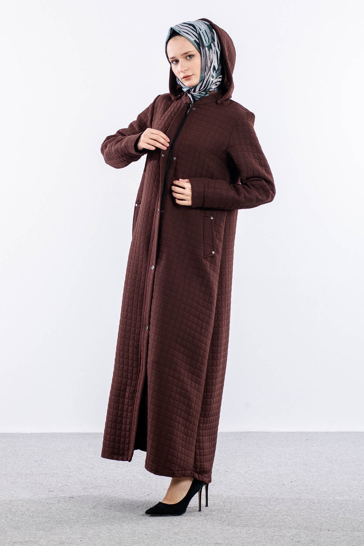 H2521 Kapitone Ferace 40-50 - Kahve - 3