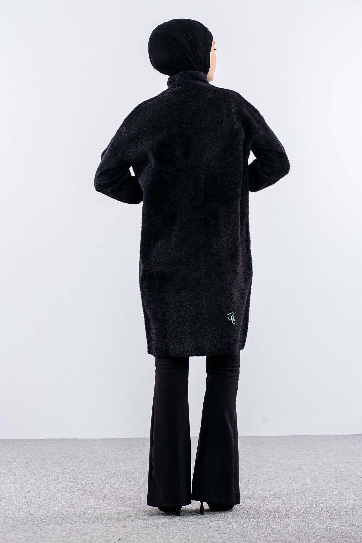 N25025 Peluş Ceket Tek - Siyah - 5
