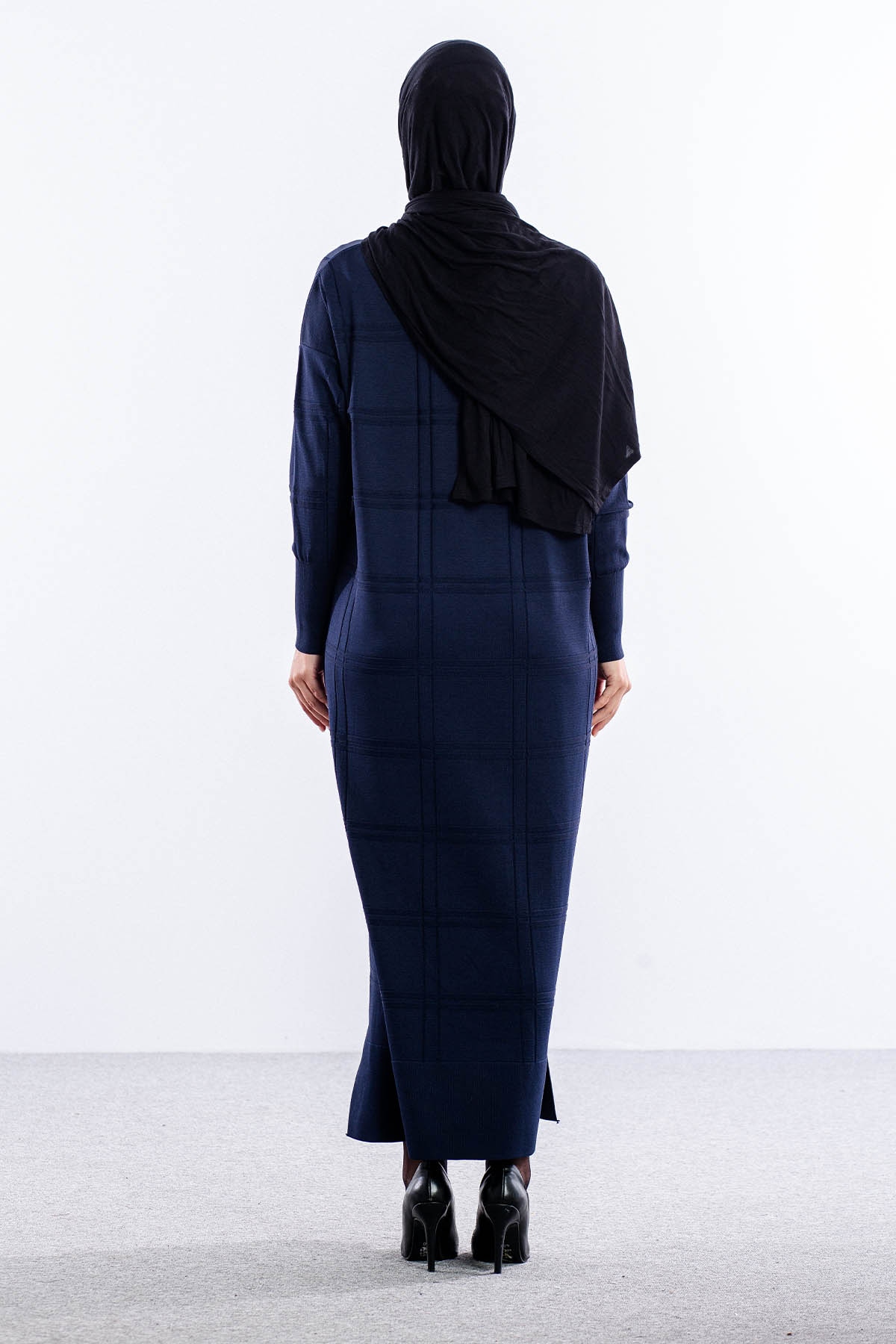 N336 Triko Elbise Tek - Lacivert - 5