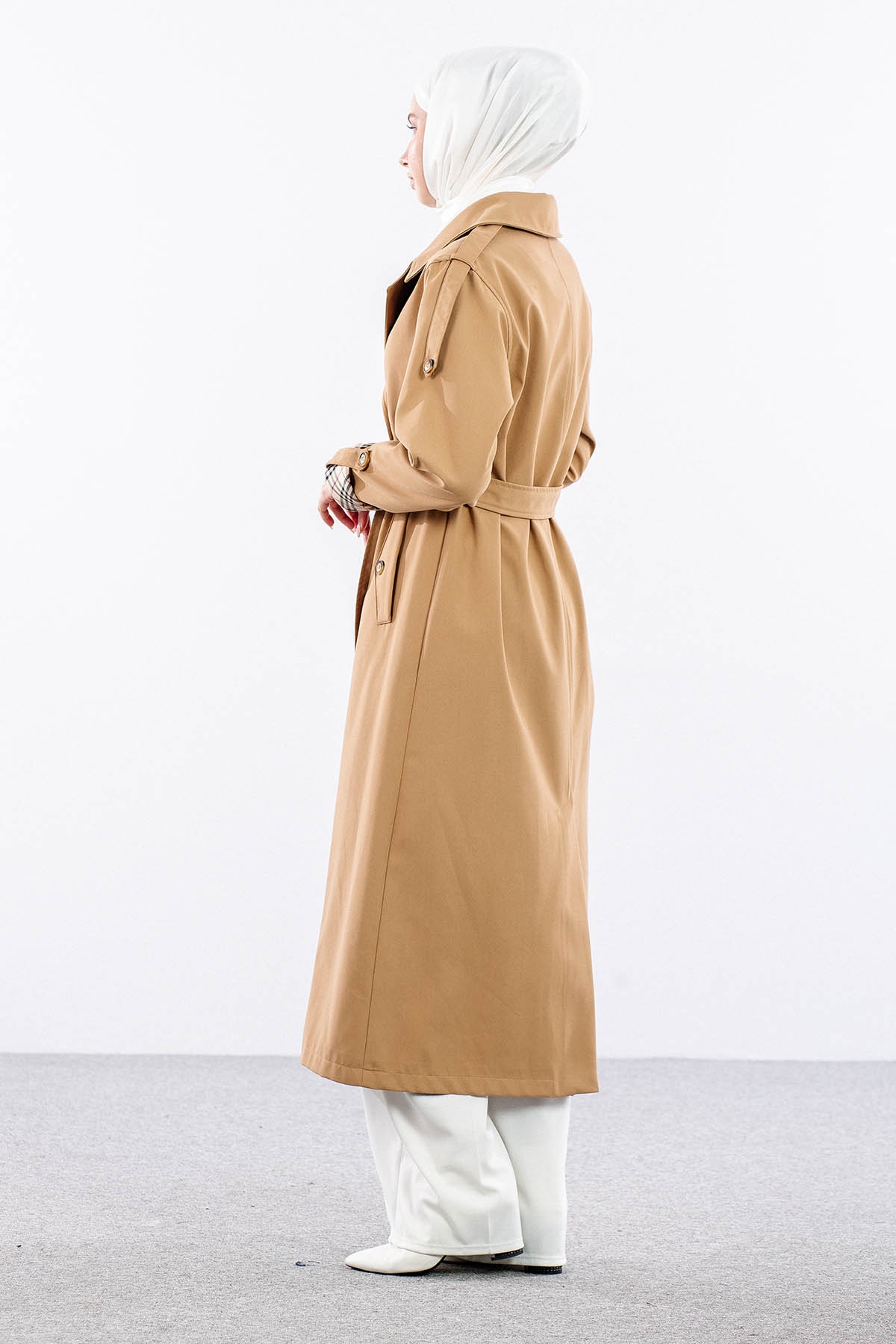 T1581 Trenç Kap 38-46 42 Cıft Burberry Astar - Camel - 3