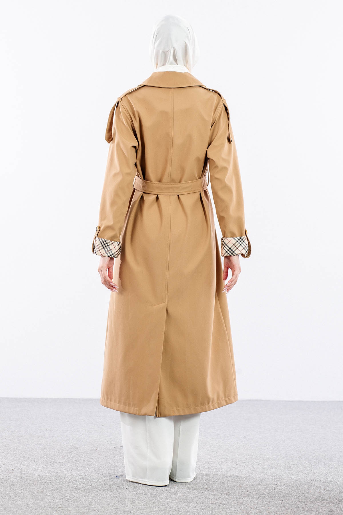 T1581 Trenç Kap 38-46 42 Cıft Burberry Astar - Camel - 4